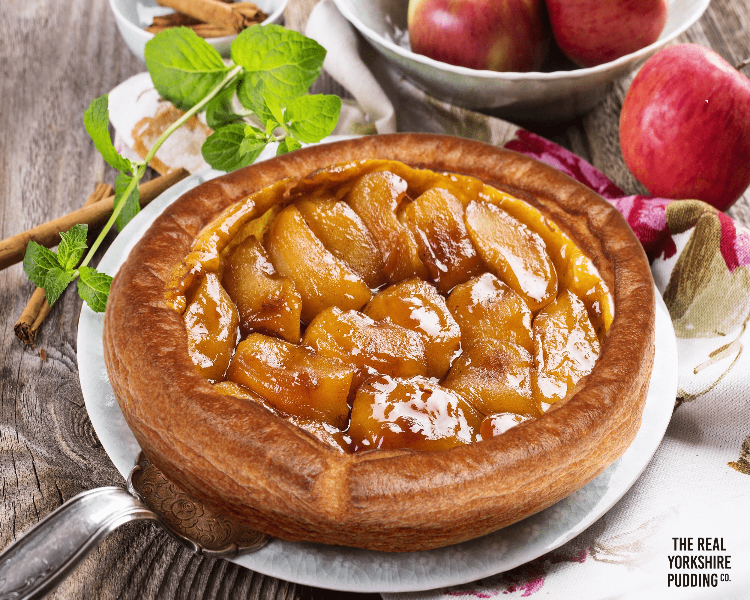 Yorkshire Pudding with caramel apples 